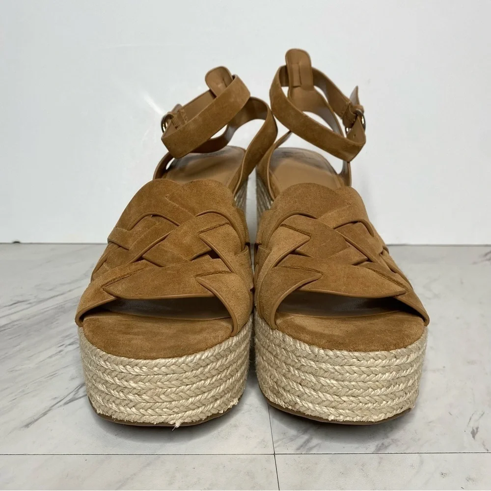 Marc Fisher Oleta Brown Suede Espadrille Platform Heeled Sandal 11M